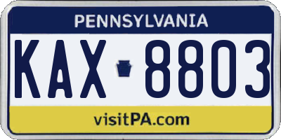 PA license plate KAX8803