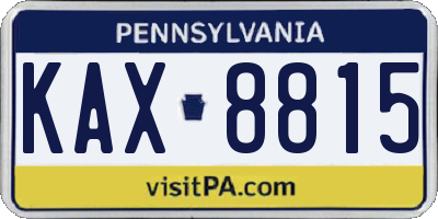 PA license plate KAX8815