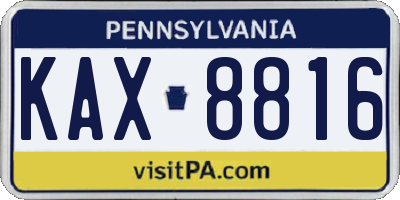 PA license plate KAX8816