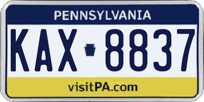 PA license plate KAX8837
