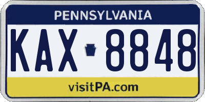 PA license plate KAX8848