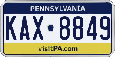 PA license plate KAX8849