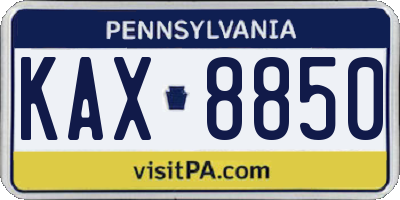 PA license plate KAX8850
