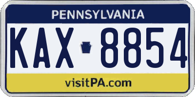 PA license plate KAX8854