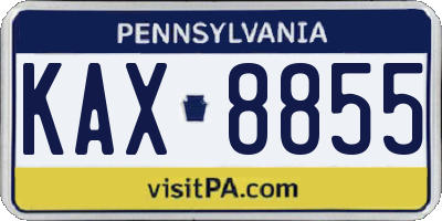 PA license plate KAX8855