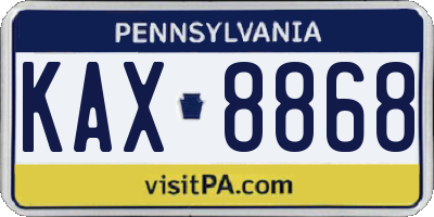 PA license plate KAX8868