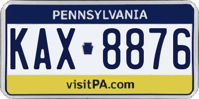 PA license plate KAX8876