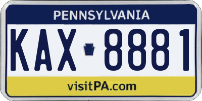 PA license plate KAX8881