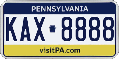 PA license plate KAX8888