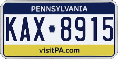 PA license plate KAX8915