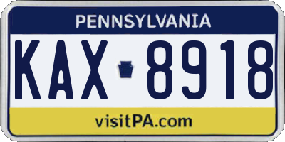 PA license plate KAX8918