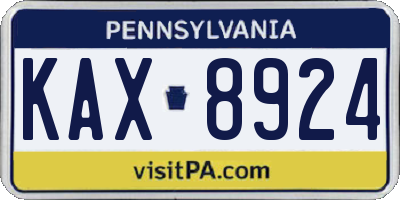 PA license plate KAX8924