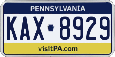PA license plate KAX8929