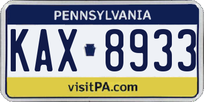 PA license plate KAX8933