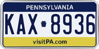 PA license plate KAX8936