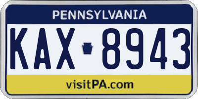 PA license plate KAX8943