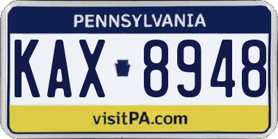 PA license plate KAX8948