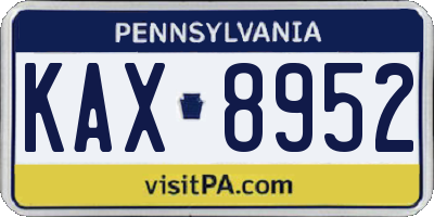 PA license plate KAX8952