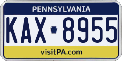 PA license plate KAX8955