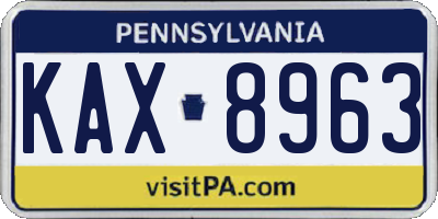 PA license plate KAX8963