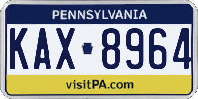 PA license plate KAX8964