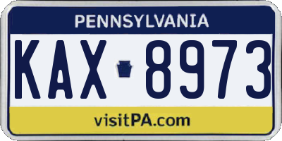 PA license plate KAX8973