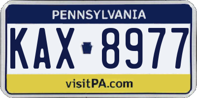 PA license plate KAX8977