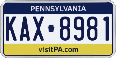 PA license plate KAX8981
