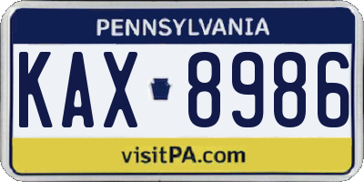 PA license plate KAX8986