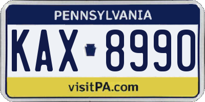 PA license plate KAX8990