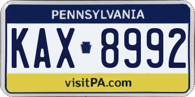 PA license plate KAX8992