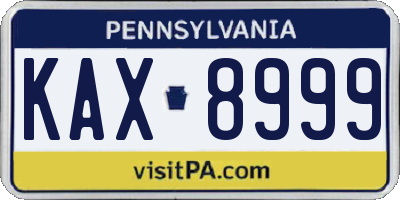 PA license plate KAX8999