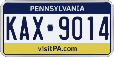 PA license plate KAX9014