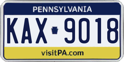 PA license plate KAX9018