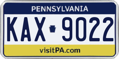 PA license plate KAX9022