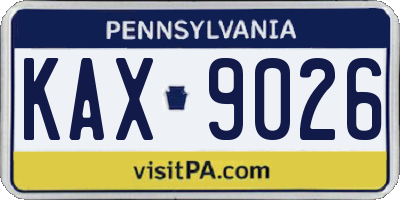 PA license plate KAX9026