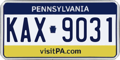 PA license plate KAX9031