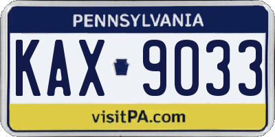PA license plate KAX9033