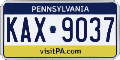 PA license plate KAX9037