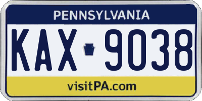 PA license plate KAX9038
