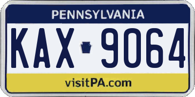 PA license plate KAX9064
