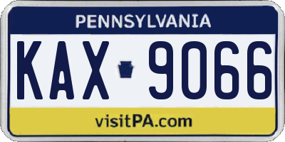 PA license plate KAX9066