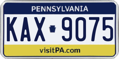 PA license plate KAX9075