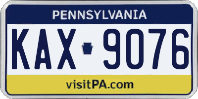 PA license plate KAX9076