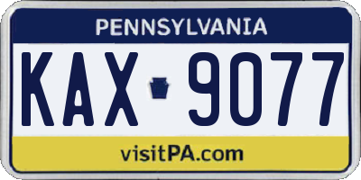 PA license plate KAX9077