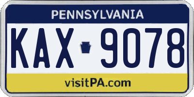 PA license plate KAX9078