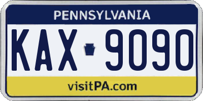 PA license plate KAX9090