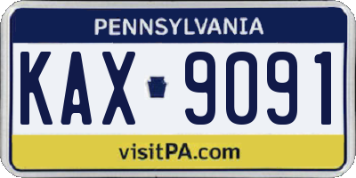PA license plate KAX9091
