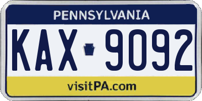 PA license plate KAX9092