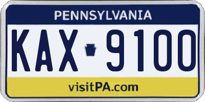 PA license plate KAX9100